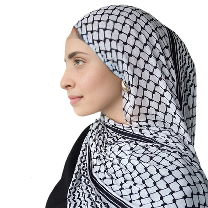 Palestine Keffiyeh Shemagh Printed Chiffon Muslim Arab Women Hijab Scarf Scarves