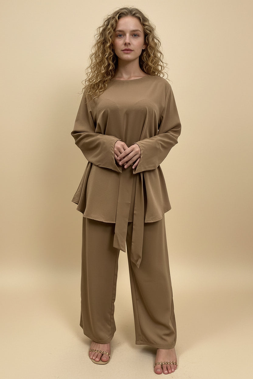 Muslim Women Cord Sets 2 Pieces Pants Suit Set Office Clothing Wear Suit Tops And Pants