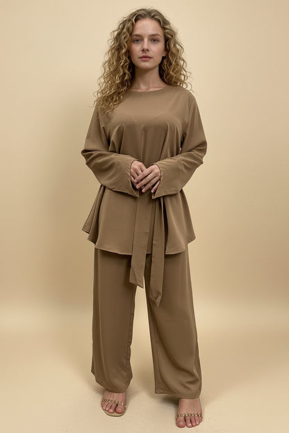Muslim Women Cord Sets 2 Pieces Pants Suit Set Office Clothing Wear Suit Tops And Pants