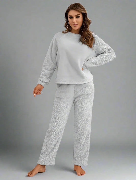 Women Winter Polar Fleece Loungewear Two Piece Set