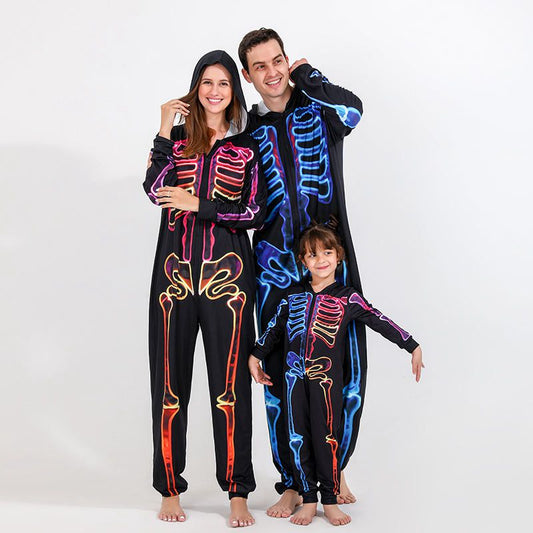 Skeleton Onesie Pajamas Set Halloween Matching Family Pjs