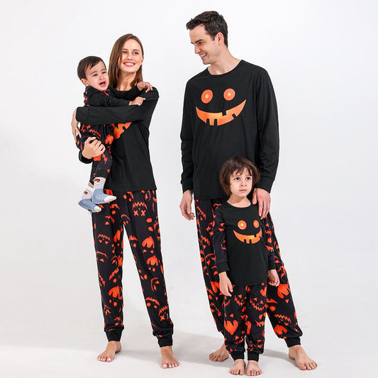 Matching Family Pumpkin Halloween Pajamas Set