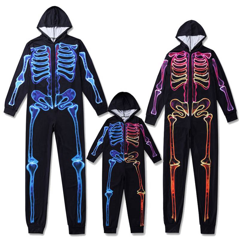 Skeleton Onesie Pajamas Set Halloween Matching Family Pjs