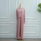 Muslim Women 3 Pieces Set Modal Tops And Pants Suit Set With Open Abaya Dress #251076