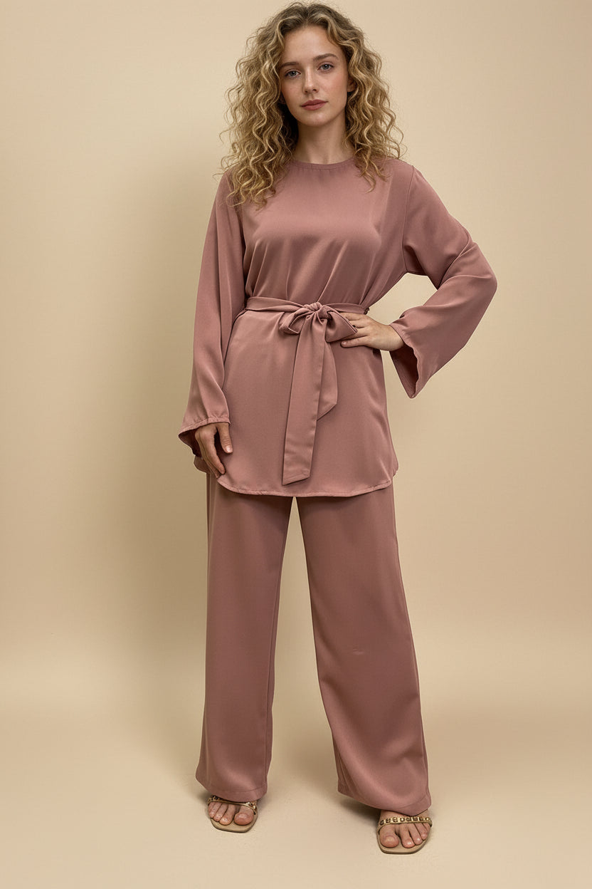 Muslim Women Cord Sets 2 Pieces Pants Suit Set Office Clothing Wear Suit Tops And Pants