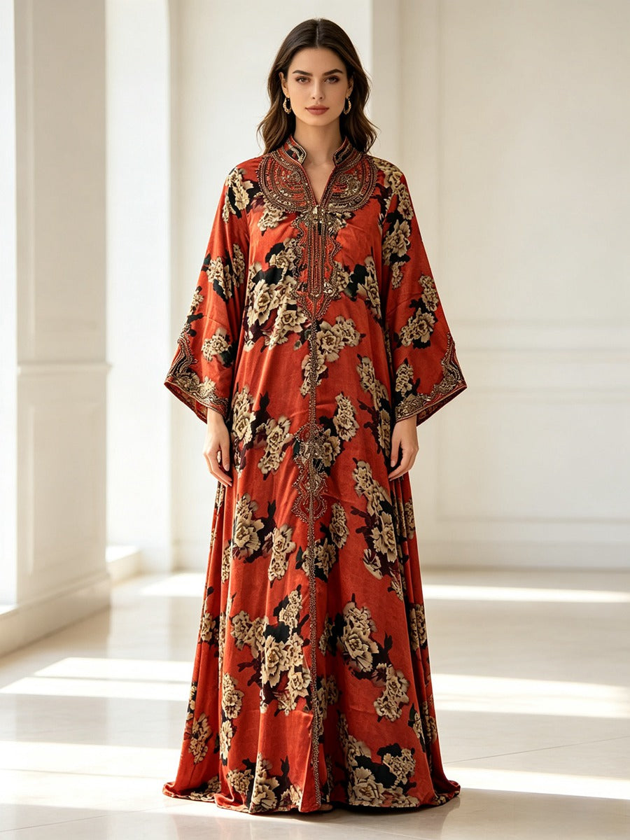 Eid Rope Embroidery Kaftan Caftan Dress For Muslim Women - Mukhawar Jalabiya - #26247