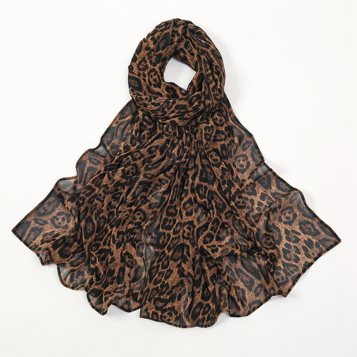 Muslim Women Leopard Printed Chiffon Hijab Scarf #26YW338