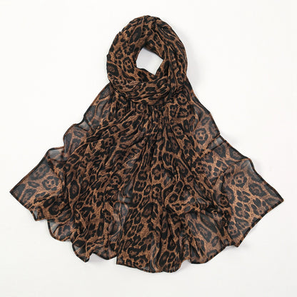 Muslim Women Leopard Printed Chiffon Hijab Scarf #26YW338