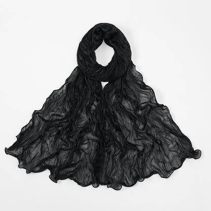 Muslim Women Shiny Pleated Hijab Scarf #26YW555