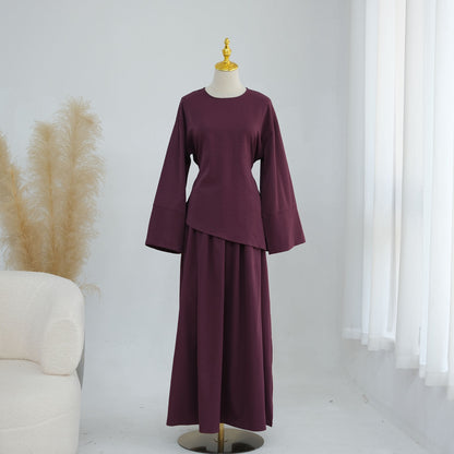Muslim Women 2 Pieces Set Tops And Skirt Suit Set - Daily Wear - #261313
