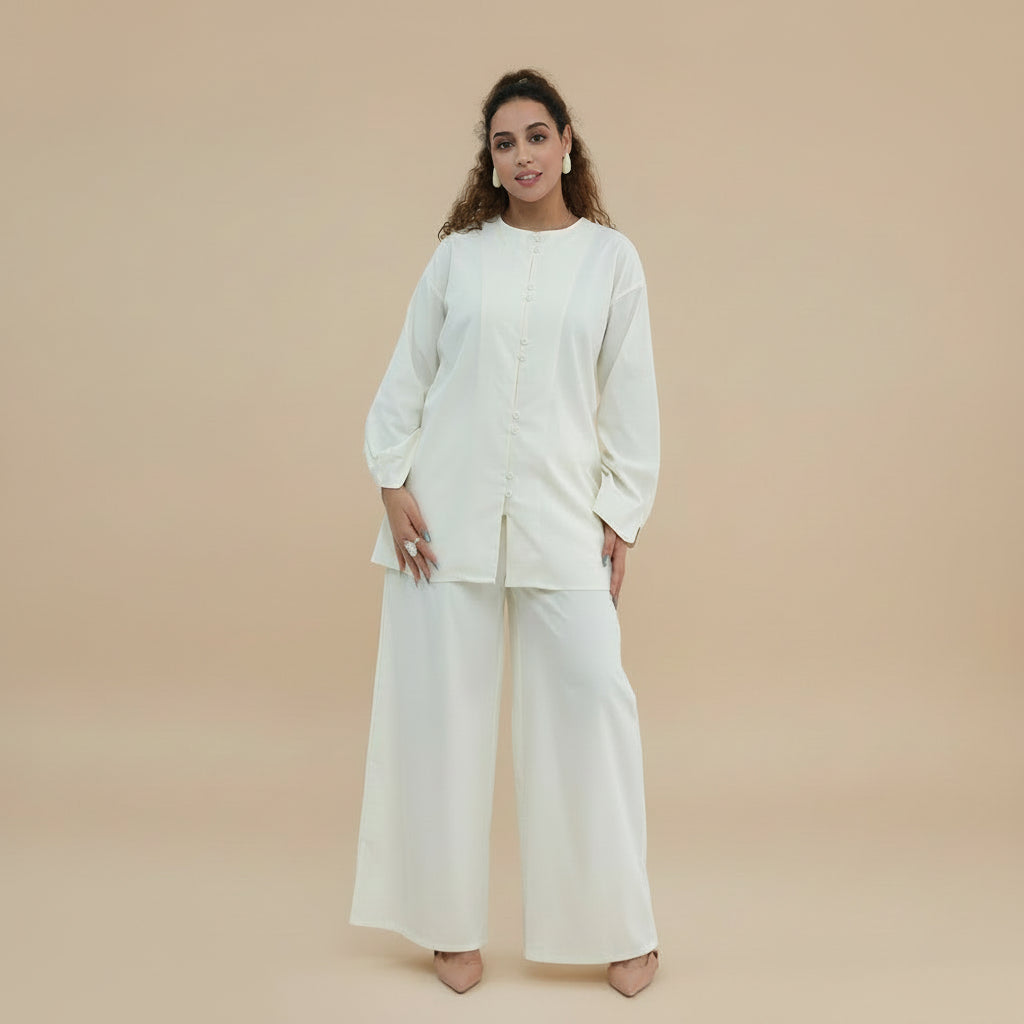 Daily Wear Muslim Women 2 Pieces Set Tops And Pants Suit Set #251312