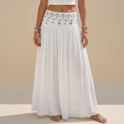 Hotfix Rhinestones Plain Maxi Skirt #262616