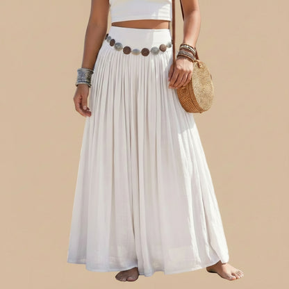 Plain Maxi Skirt With Belt #262615