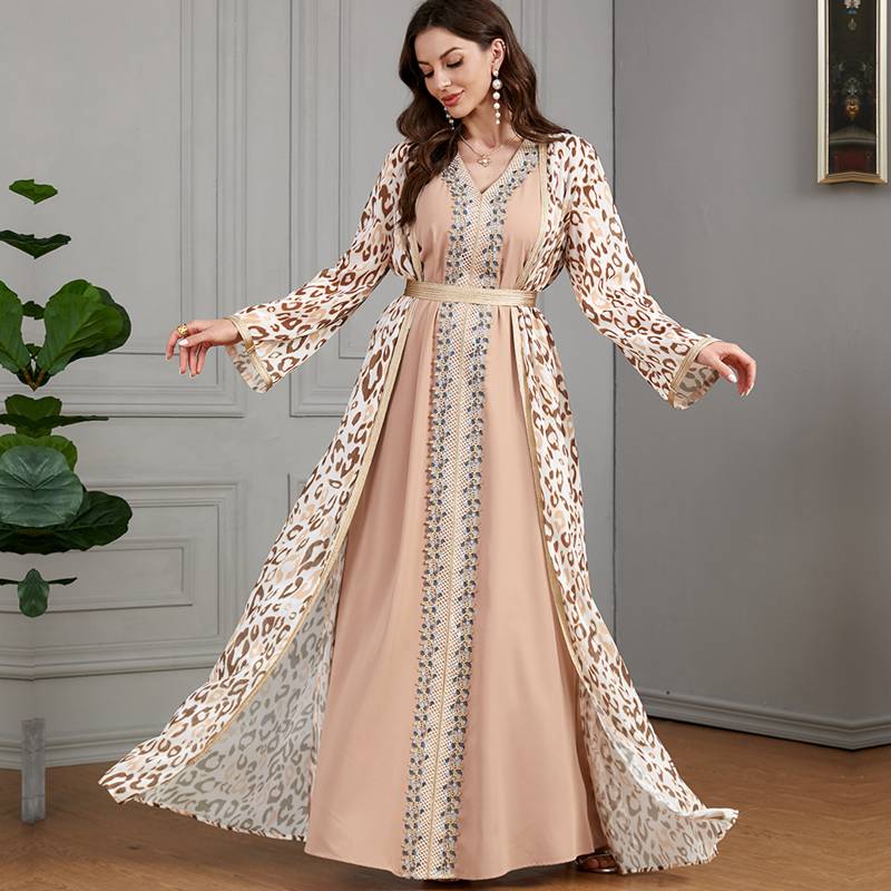 2 Pieces Set Printed Caftan Kaftan Dress With Inner Sleeveless Dress