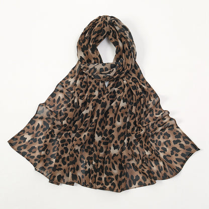 Muslim Women Leopard Printed Chiffon Hijab Scarf #26YW338