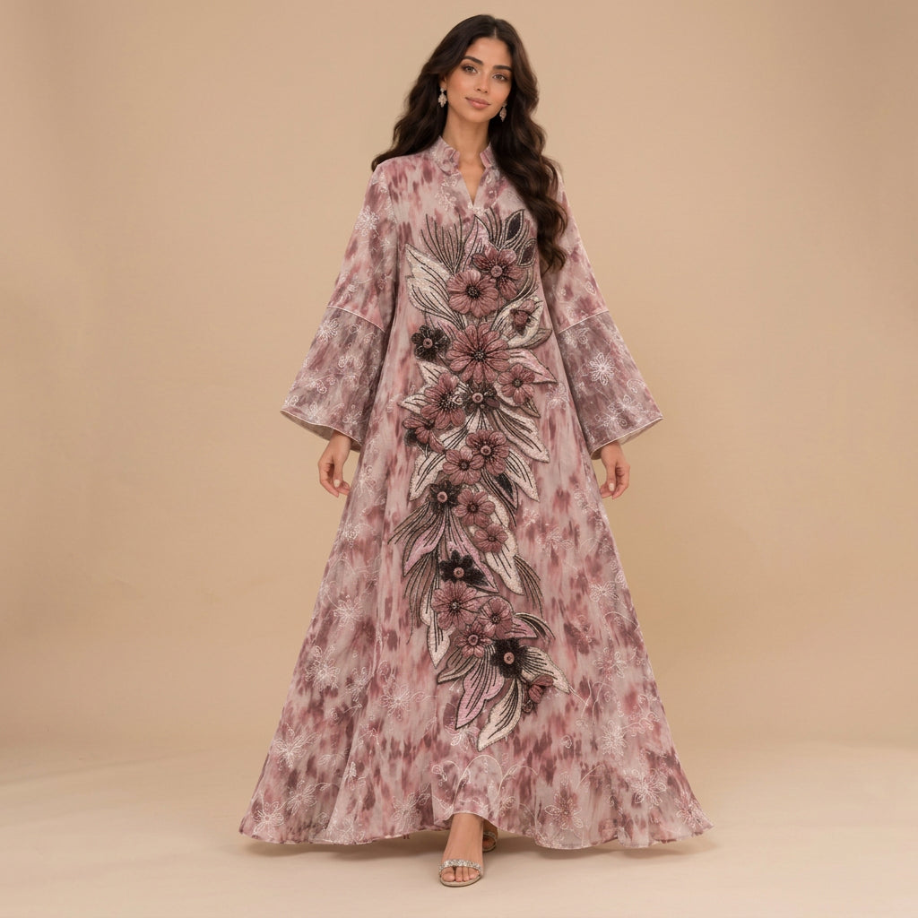 Eid Dress Muslim Women Sequins Embroidery Caftan Kaftan Dress Jalabiya #26N277