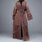 Muslim Women Mesh Embroidery Cardigan Open Abaya Dress