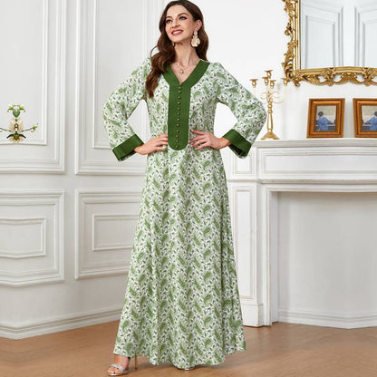 Summer Printed Caftan Kaftan Dress Jalabiya For Muslim Women