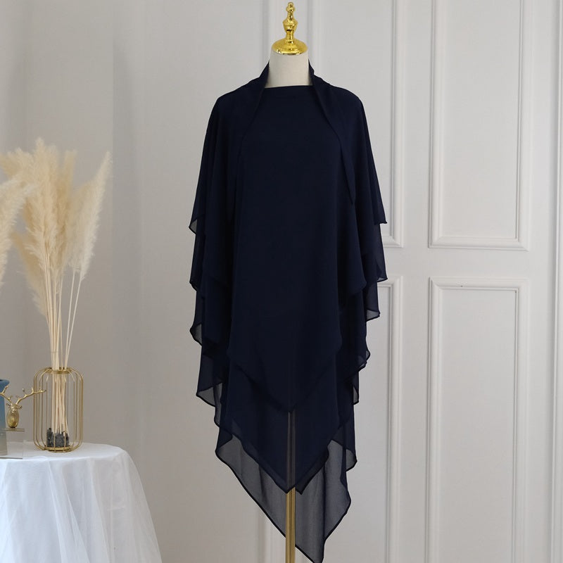 3 Layer Chiffon 11 Color Options Long Khimar For Muslim Women Nikah And Prayer