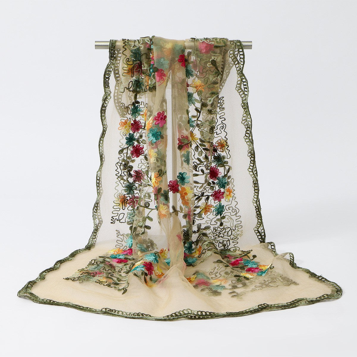 Muslim Women Lace Embroidery Hijab Scarf #26VE155