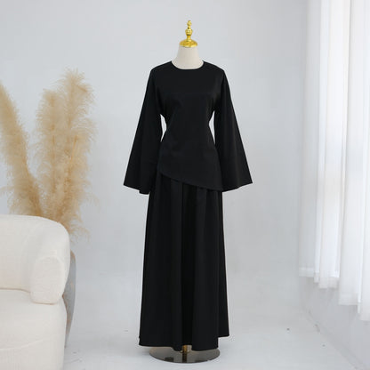 Muslim Women 2 Pieces Set Tops And Skirt Suit Set - Daily Wear - #261313