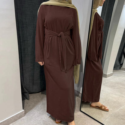 Linen Cotton Blended Abaya Dress #24936