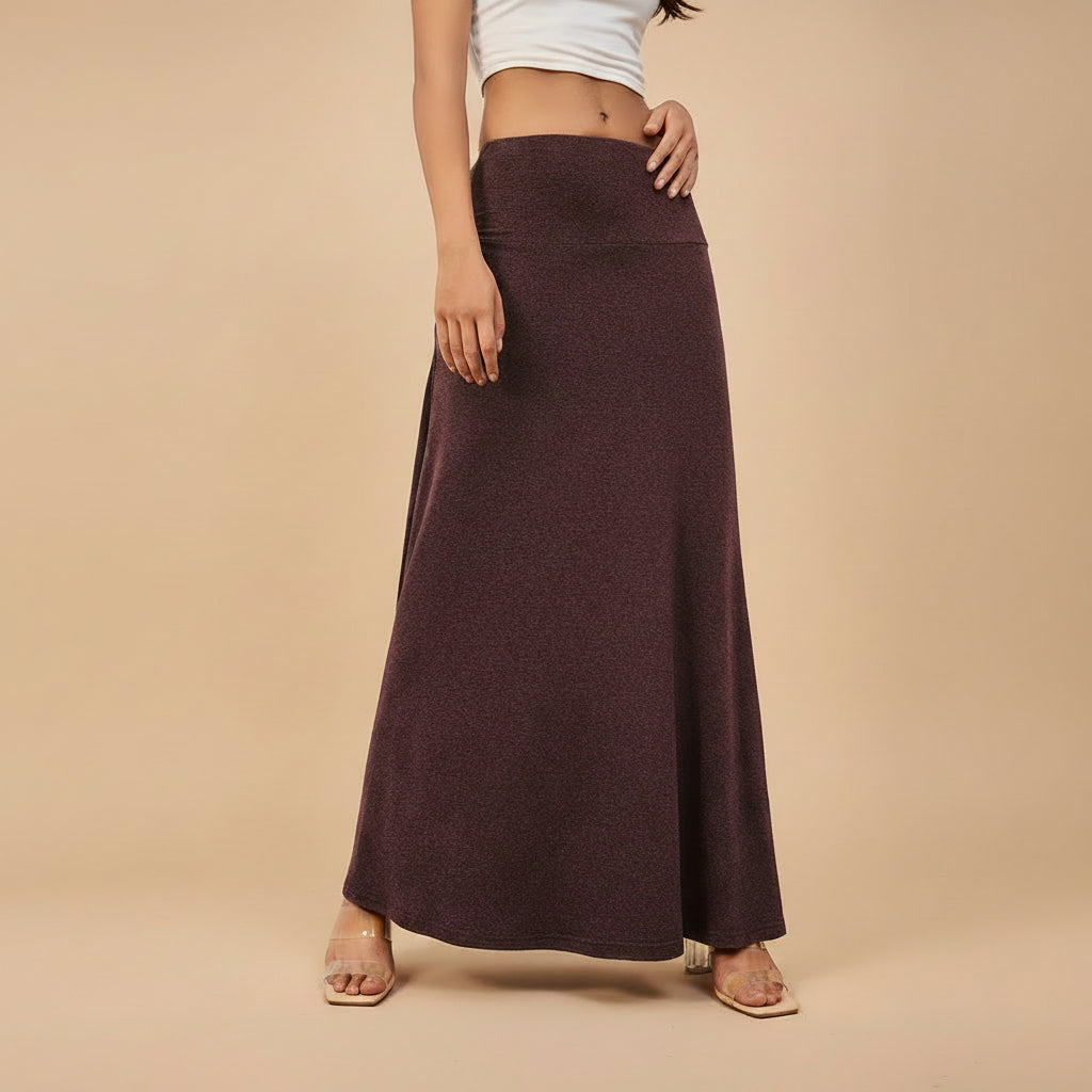 Plain Solid Color Knitted Modest Skirt #2606351
