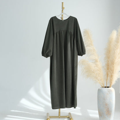 Winter Fall Thick Corduroy Abaya Dress