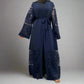 Muslim Women Mesh Embroidery Cardigan Open Abaya Dress