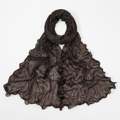 Muslim Women Shiny Pleated Hijab Scarf #26YW555