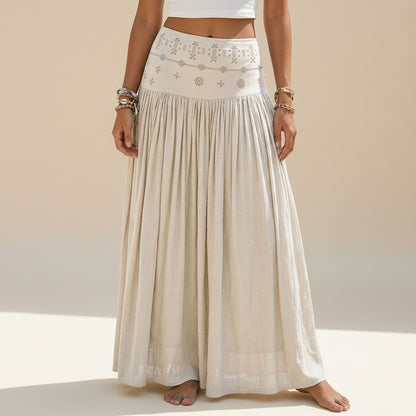 Hotfix Rhinestones Plain Maxi Skirt #262616