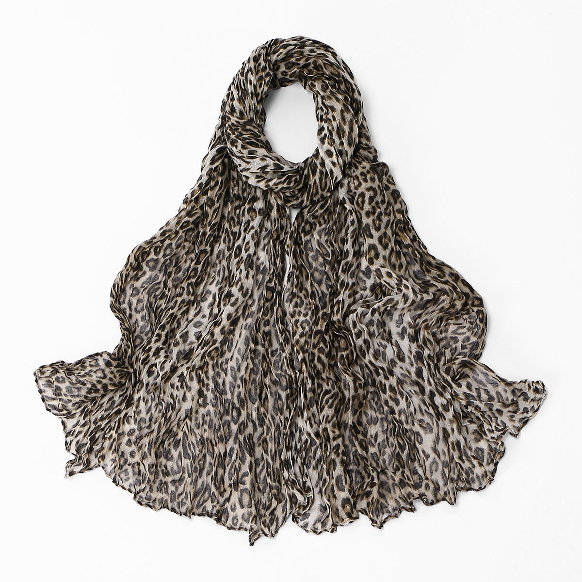 Muslim Women Pleated Design Printed Hijab Scarf #26VE201