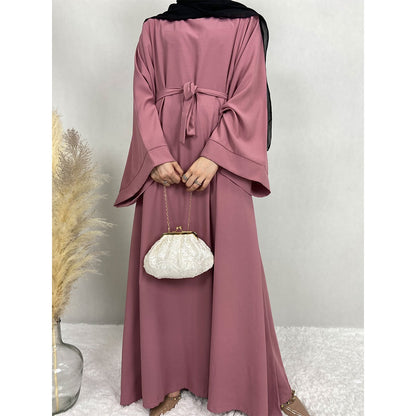 Muslim Women Classic Solid Color Plain Abaya Dress