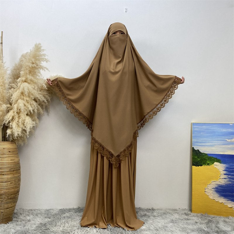 13 Color Options Nida Lace Long Khimar For Middle East Arab Women Nikah And Prayer