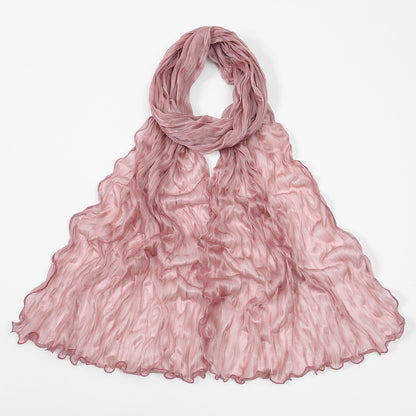 Muslim Women Shiny Pleated Hijab Scarf #26YW555