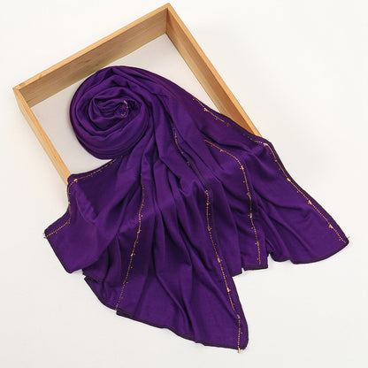 Muslim Women Hotfix Rhinestones Modal Hijab Scarf #26YW365