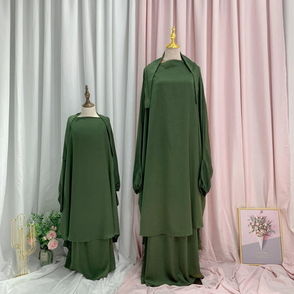 Muslim Women Prayer Dress Jilbab Robe Mother And Daughter Girl Matching Outfits