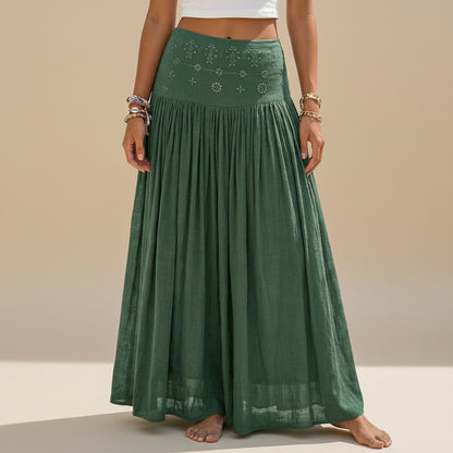 Hotfix Rhinestones Plain Maxi Skirt #262616