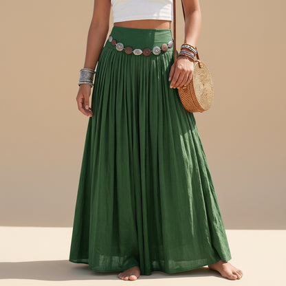 Plain Maxi Skirt With Belt #262615