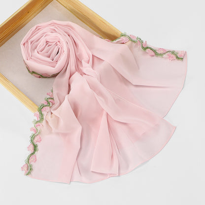 Muslim Women Floral Lace Chiffon Hijab Scarf #26155