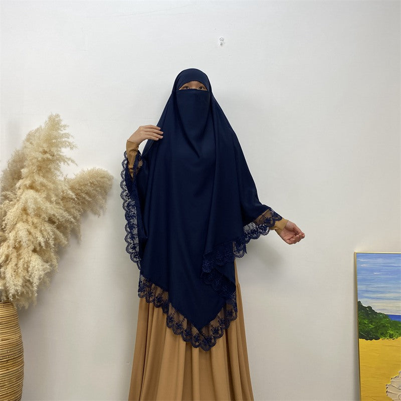 13 Color Options Nida Lace Long Khimar For Middle East Arab Women Nikah And Prayer