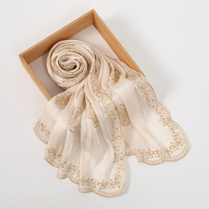 Muslim Women Sequins Embroidery Hijab Scarf #26VE176