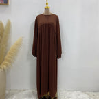 11 Color Options Satin Long Robe Abaya Dress With Pocket