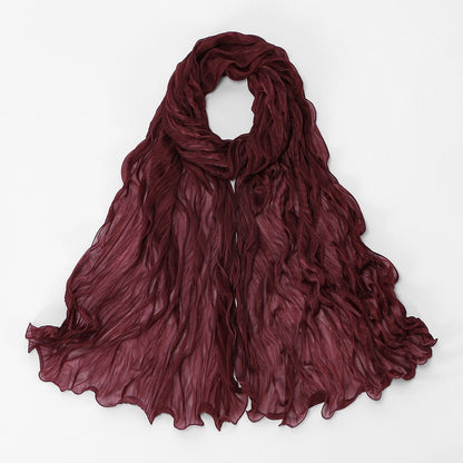 Muslim Women Shiny Pleated Hijab Scarf #26YW555