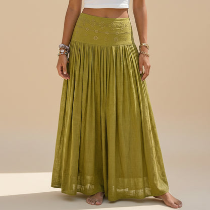Hotfix Rhinestones Plain Maxi Skirt #262616
