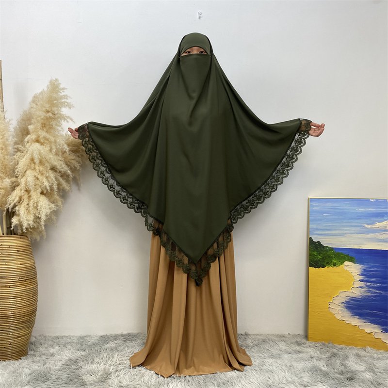 13 Color Options Nida Lace Long Khimar For Middle East Arab Women Nikah And Prayer
