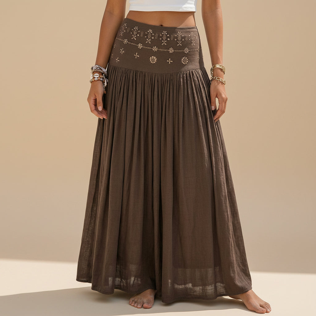 Hotfix Rhinestones Plain Maxi Skirt #262616