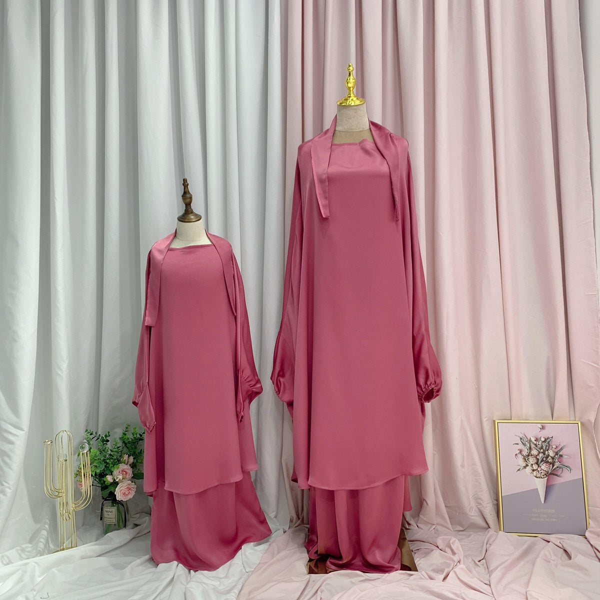 Muslim Women Prayer Dress Jilbab Robe Mother And Daughter Girl Matching Outfits