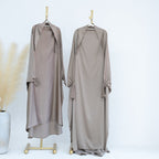 Muslim Women Mother And Daughter Girl Matching Satin Prayer Dress Overhead Jilbab Robe