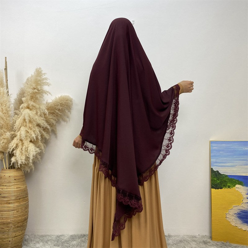 13 Color Options Nida Lace Long Khimar For Muslim Women